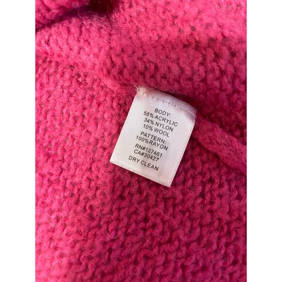 Wildfox White Label Preppy Hot Pink Knit Heart Flag Graphic Sweater Medium - Picture 4 of 12